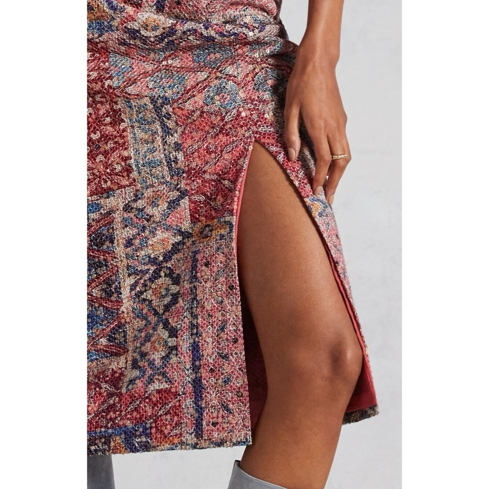 Anthropologie Nikita Mhaisalkar sequined abstract Moroccan print midi